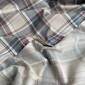 Yarn Dyed Checked Cotton Needlecord Fabric in Beige