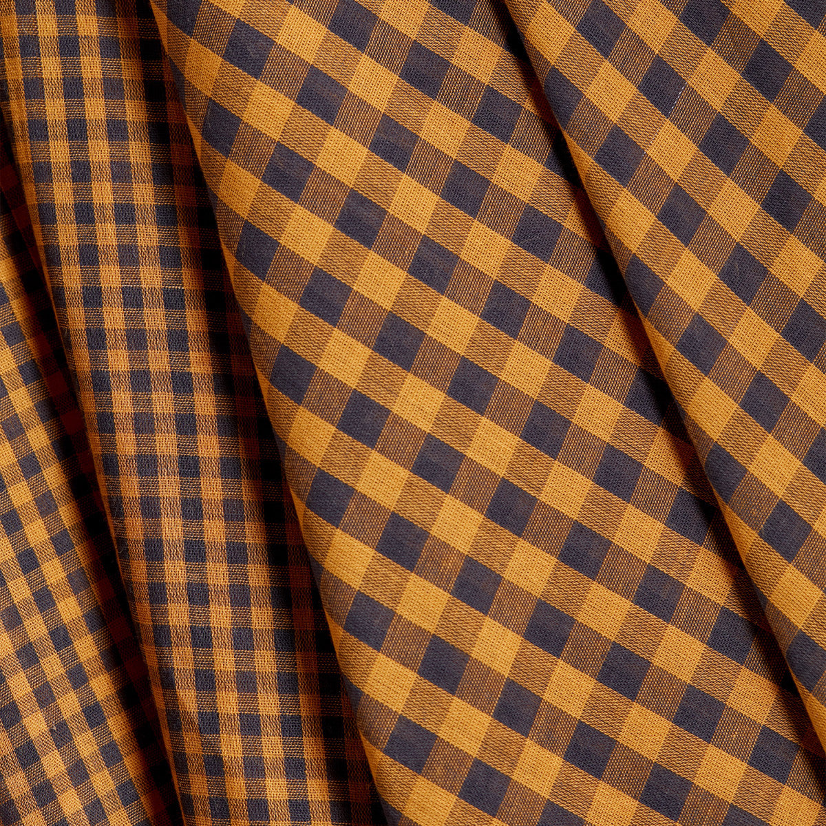 REMNANT 0.72 metre - Atelier Brunette - Gingham Night Ochre Cotton Double Gauze