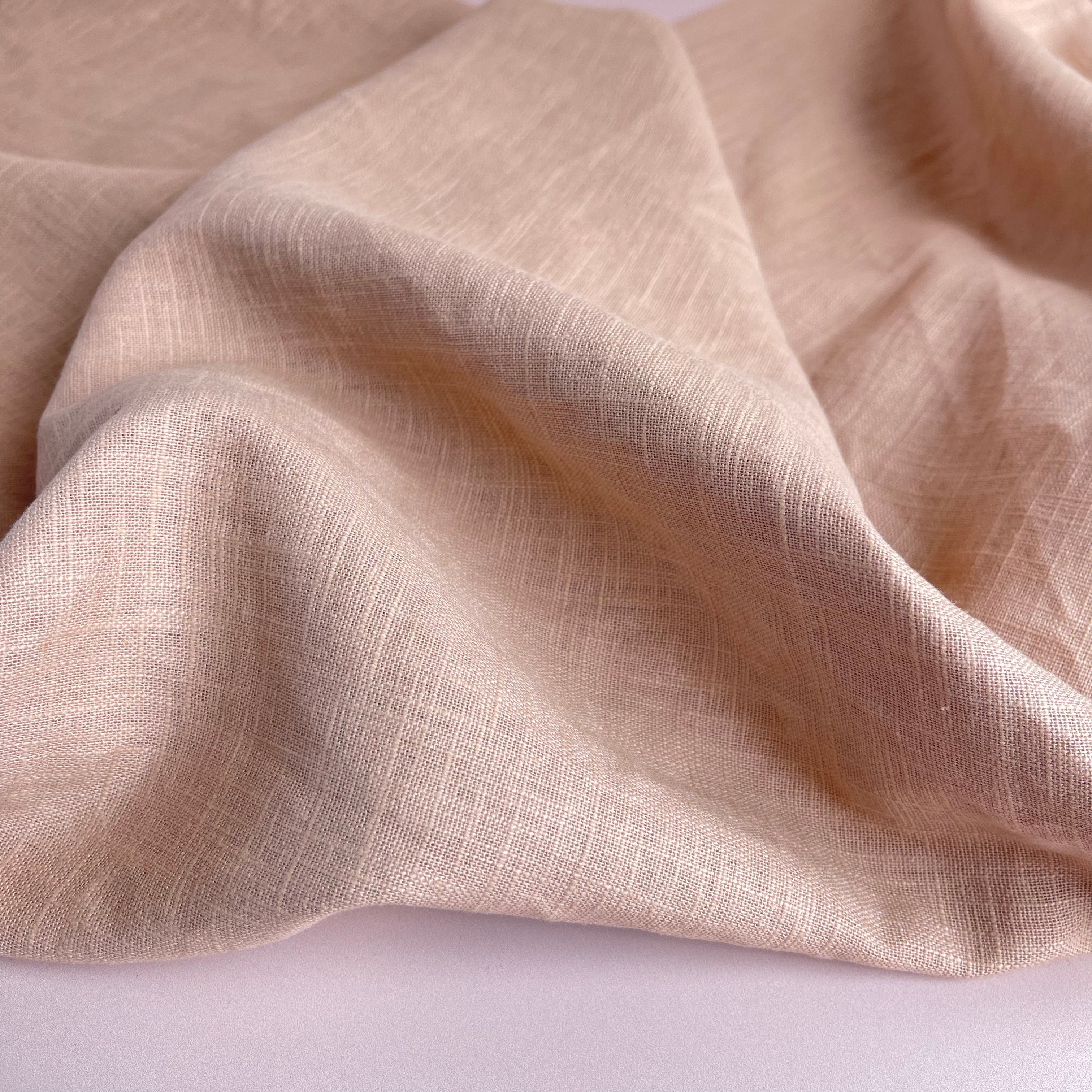 Breeze Cream Tan - Enzyme Washed Pure Linen Fabric