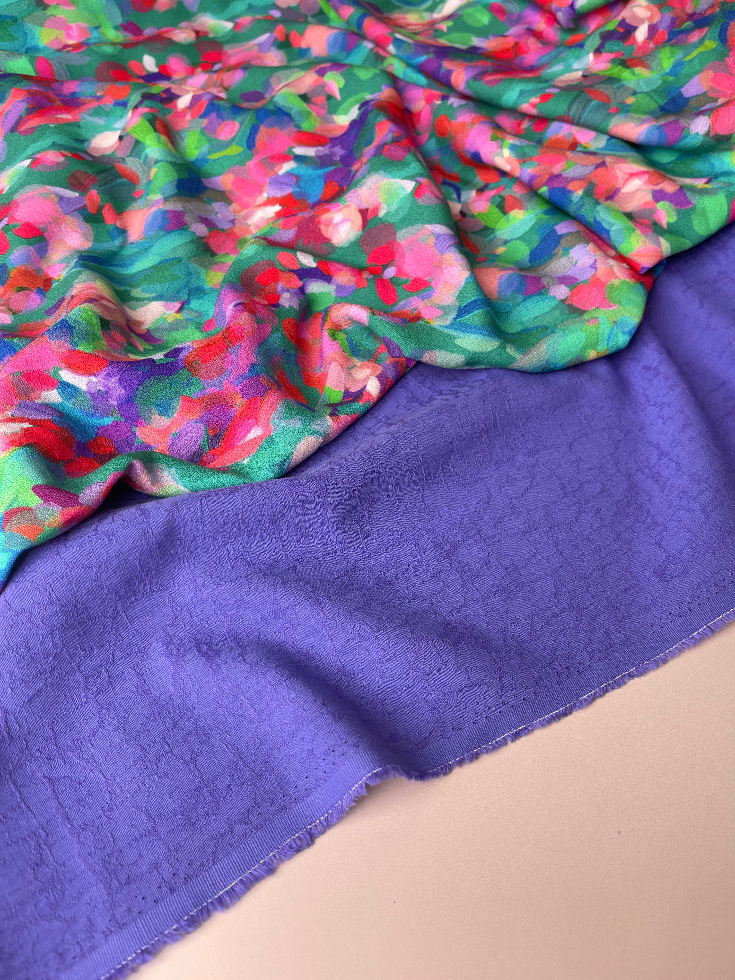 Summer Party - Lupine Petals Green Morracain Soft Viscose Crepe (more due soon)
