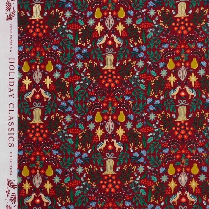 Rifle Paper Co - Partridge Berry Metallic Cotton Fabric