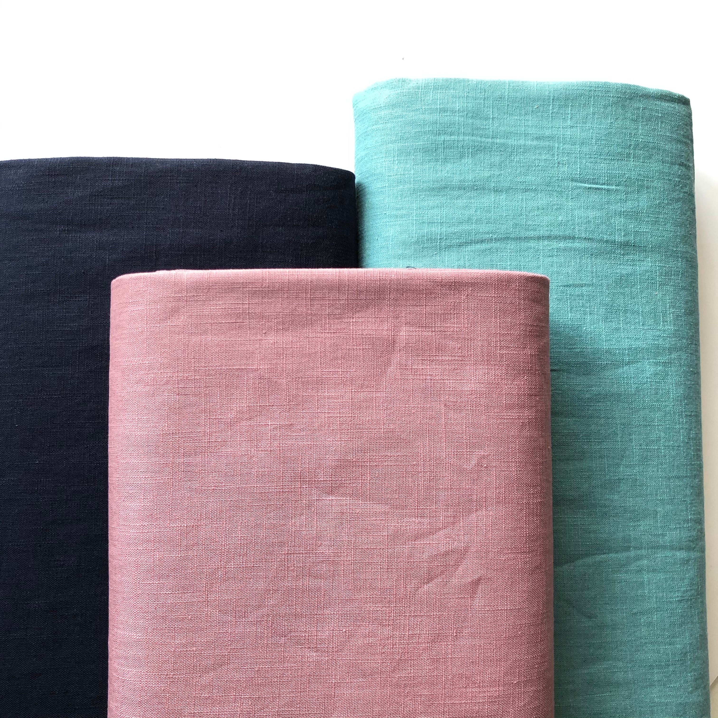 Breeze Navy - Enzyme Washed Linen Cotton Fabric