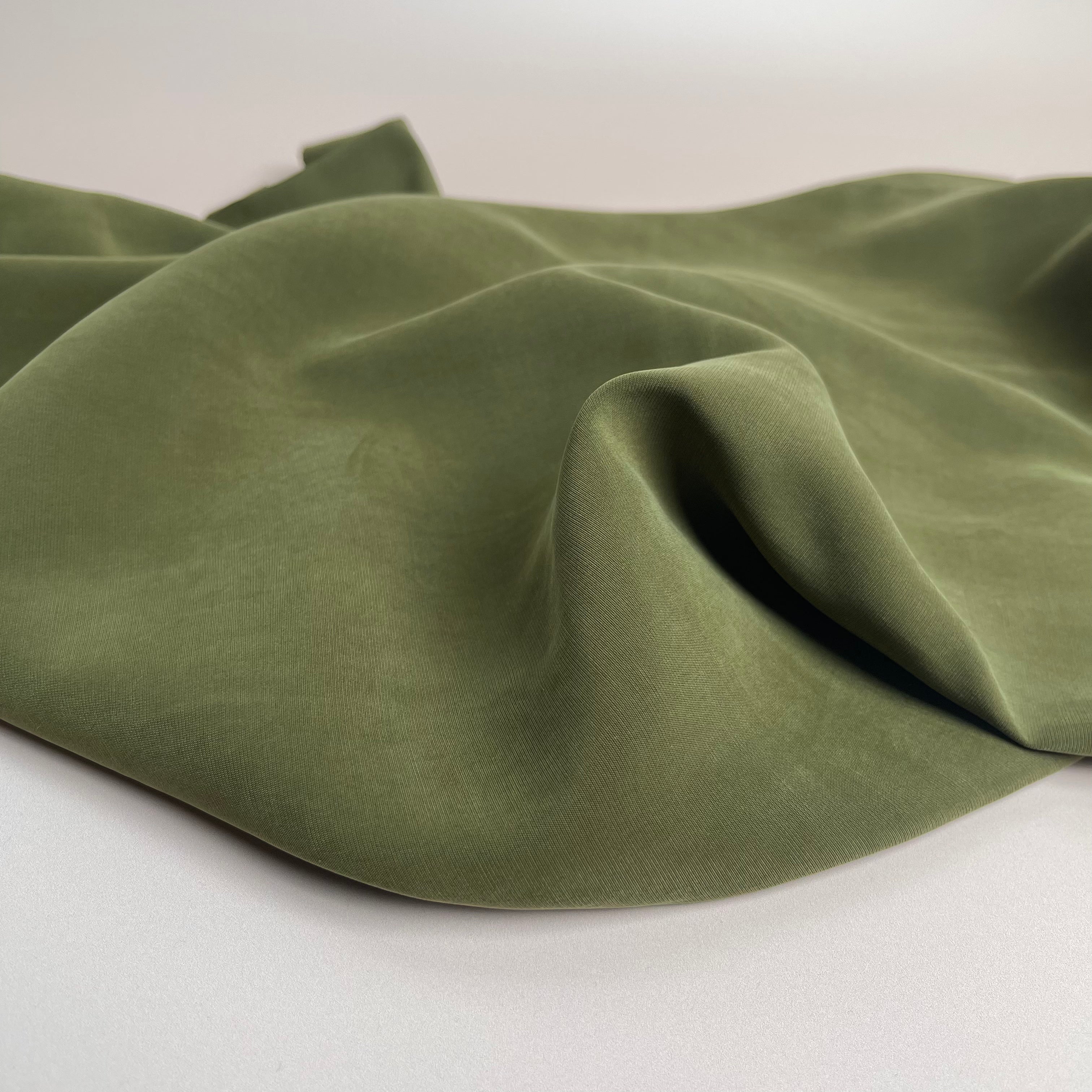 REMNANT 2.59 Metres - Serene Sandwashed Viscose in Khaki Green