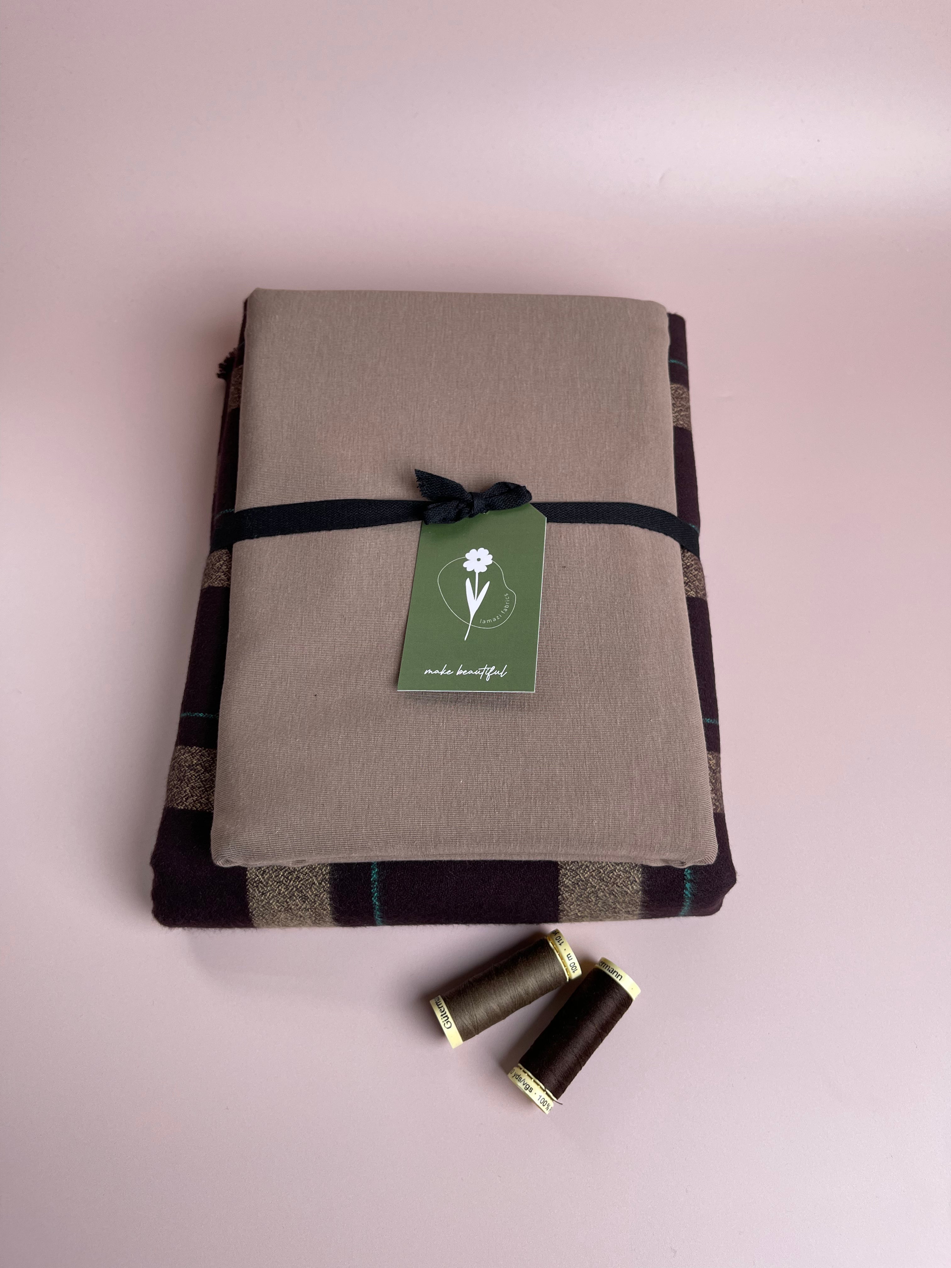 Limited Edition - Luxury Eco Pyjama Kit with Brown Cotton Flannel