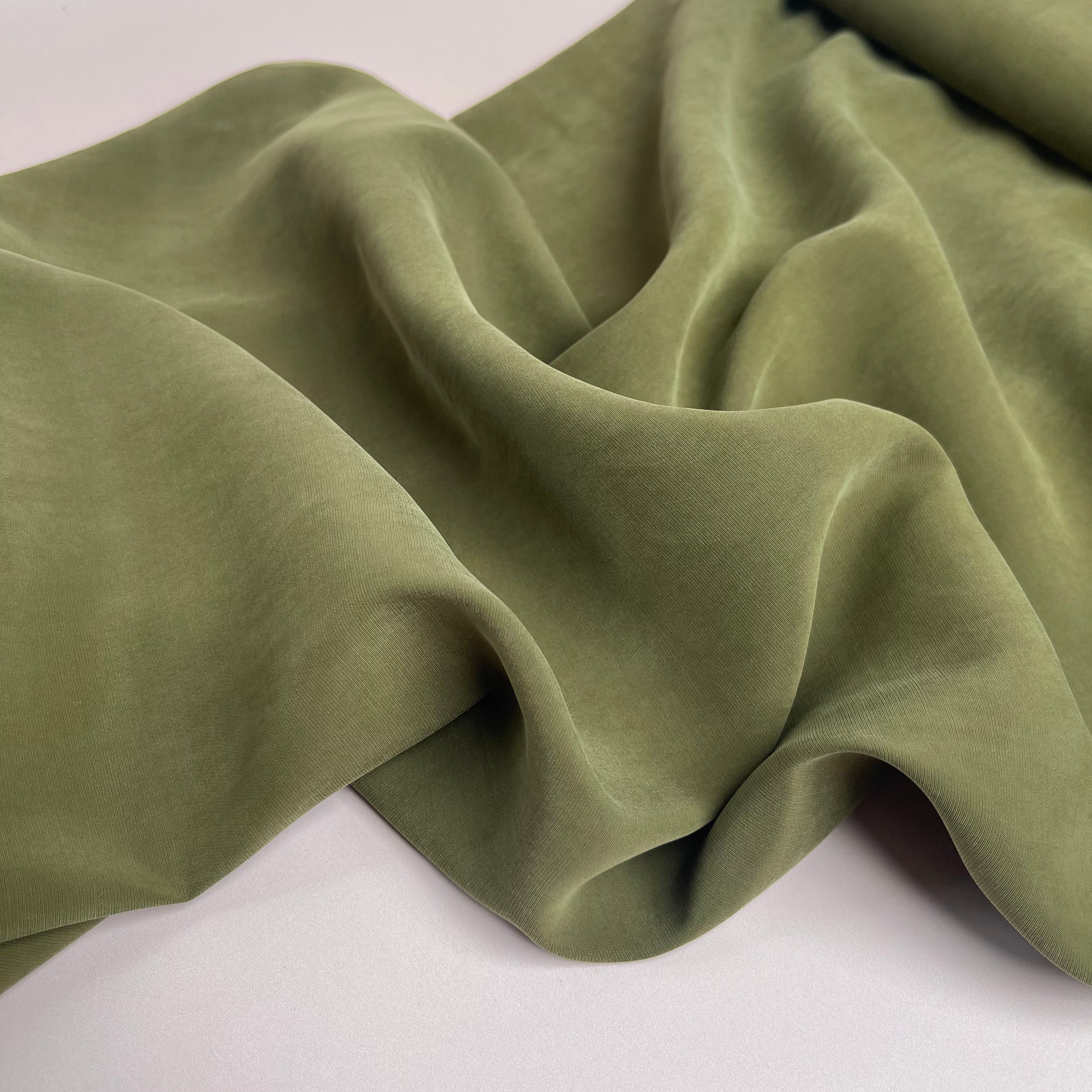 REMNANT 2.59 Metres - Serene Sandwashed Viscose in Khaki Green