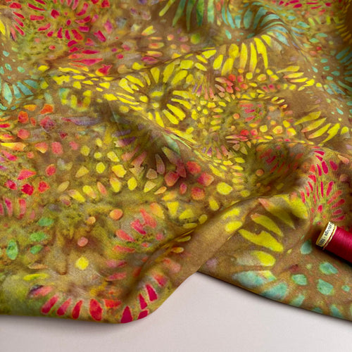 Batik on Beige Viscose Fabric