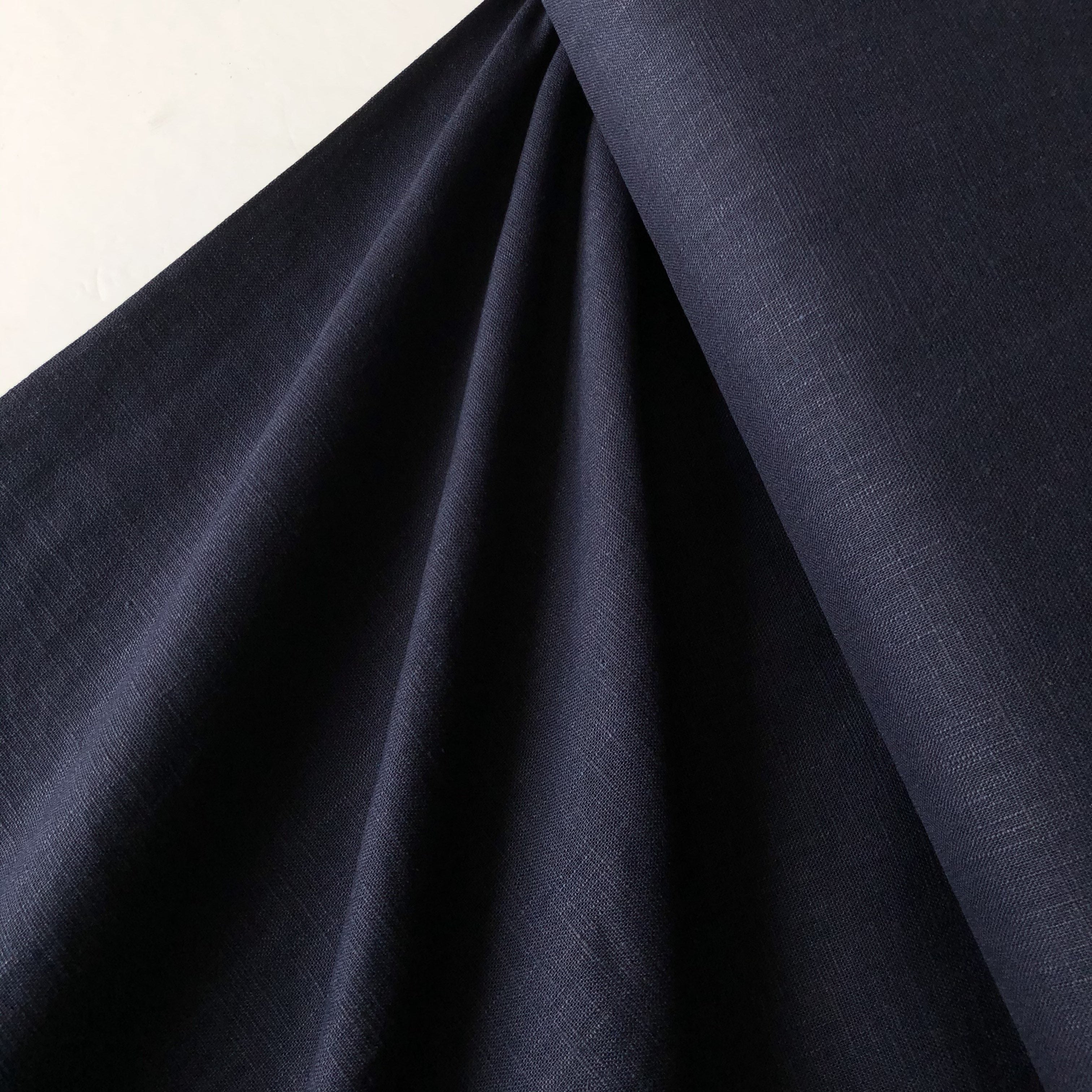 Breeze Navy - Enzyme Washed Linen Cotton Fabric