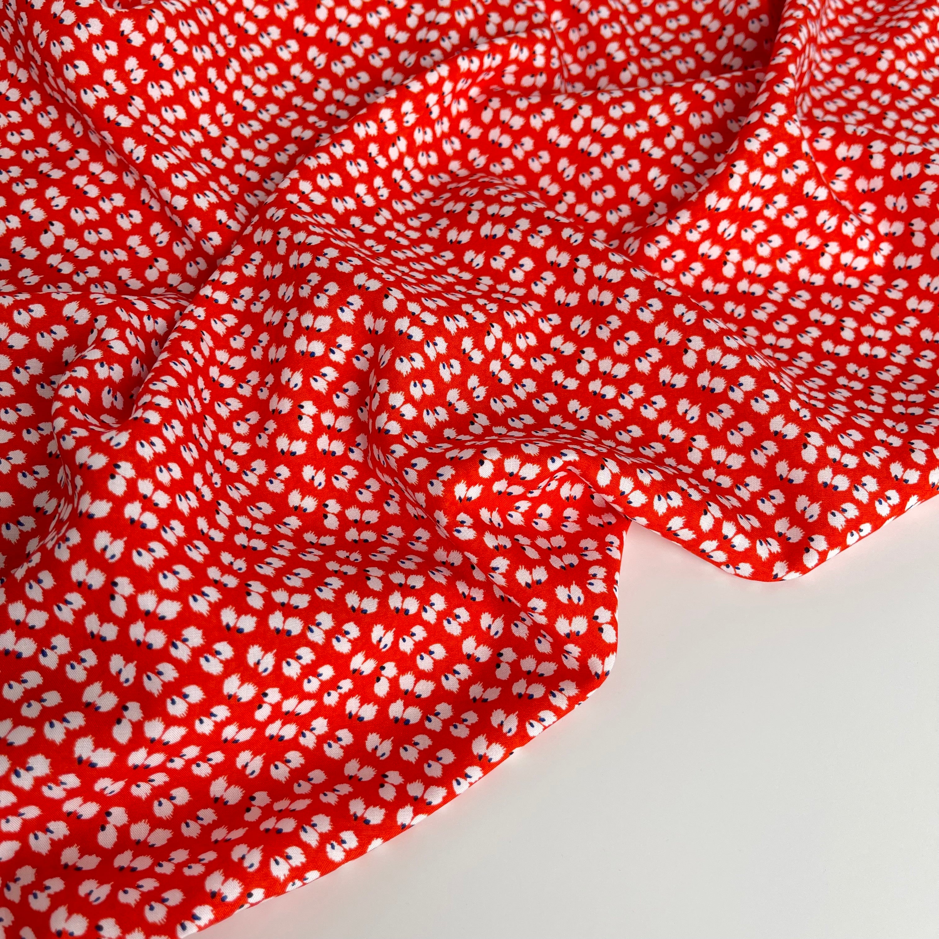 Brush Petals Scarlet Red Viscose Fabric