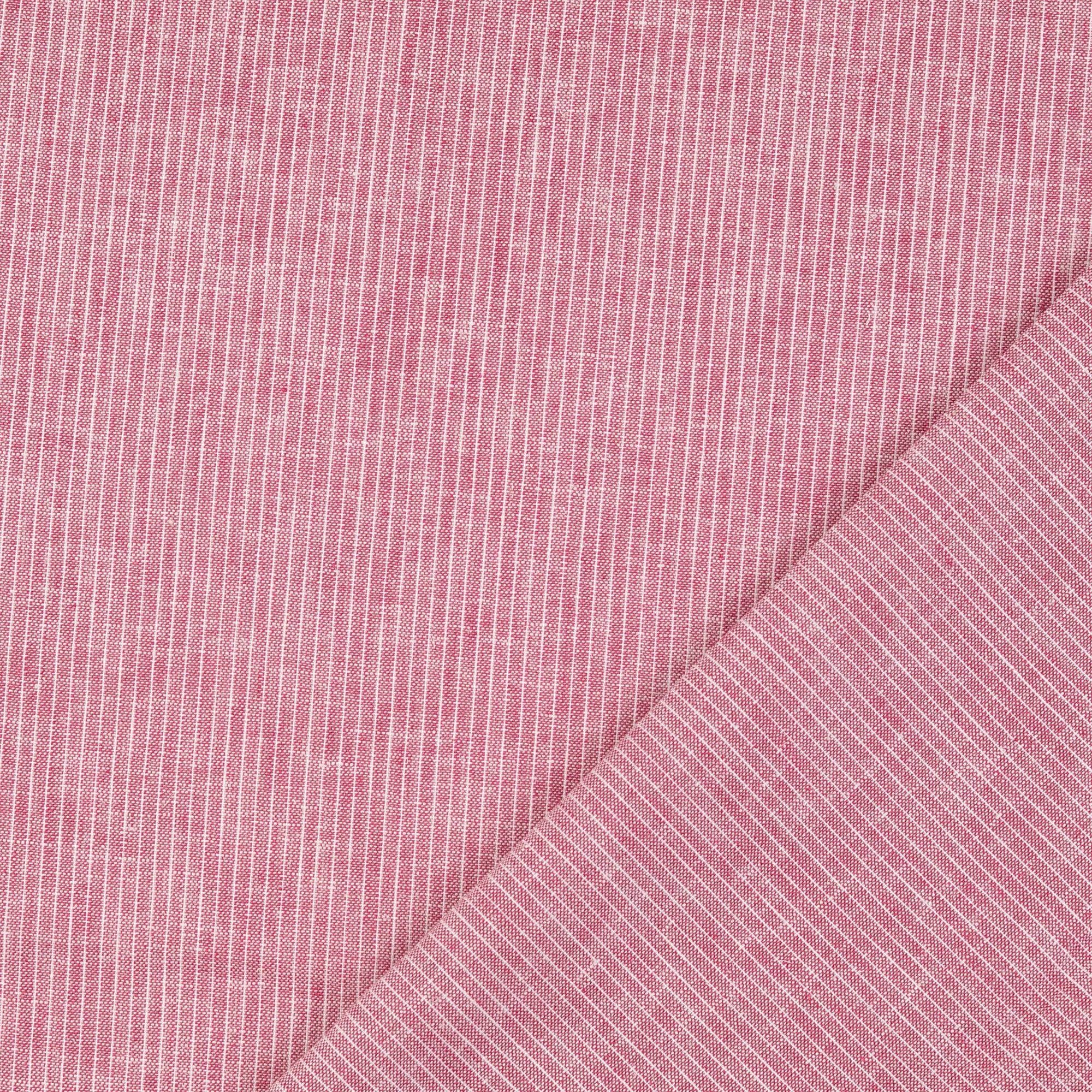 Fine Stripe Red Linen Cotton Fabric