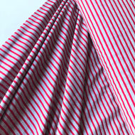 REMNANT 1.25 Metres - Grey with Red Small Stripe Cotton Jersey