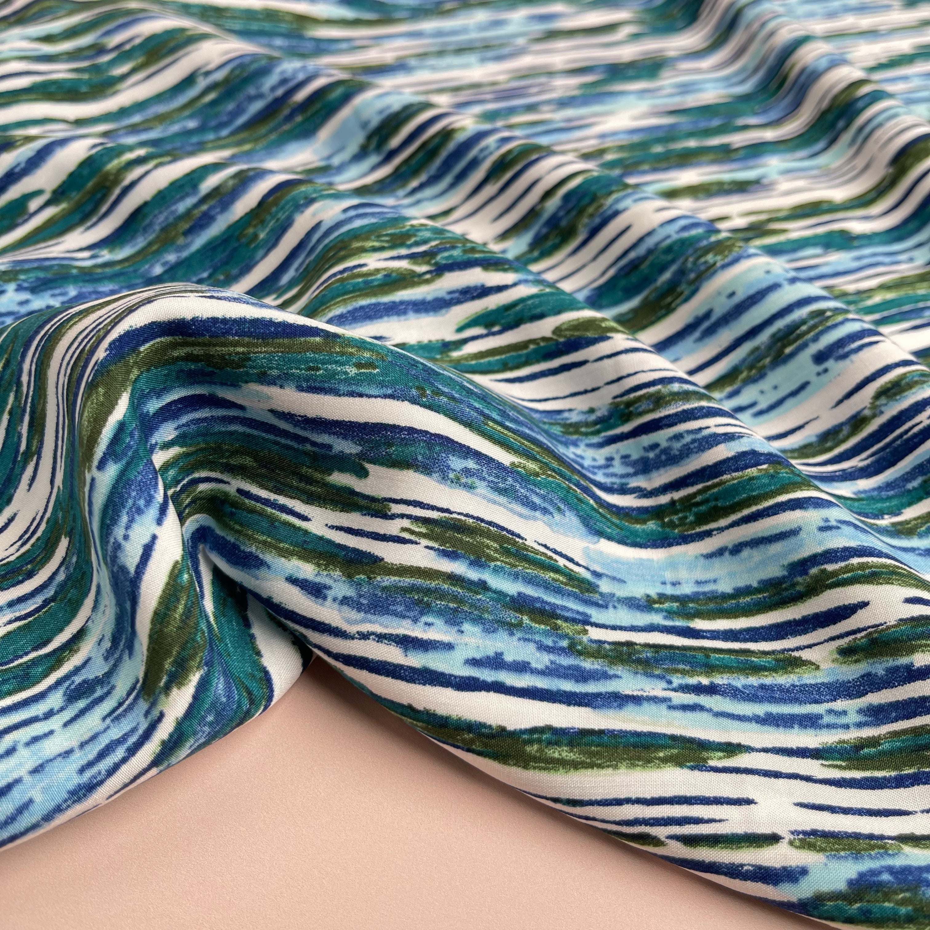 Zoe in Blue Viscose Poplin Fabric