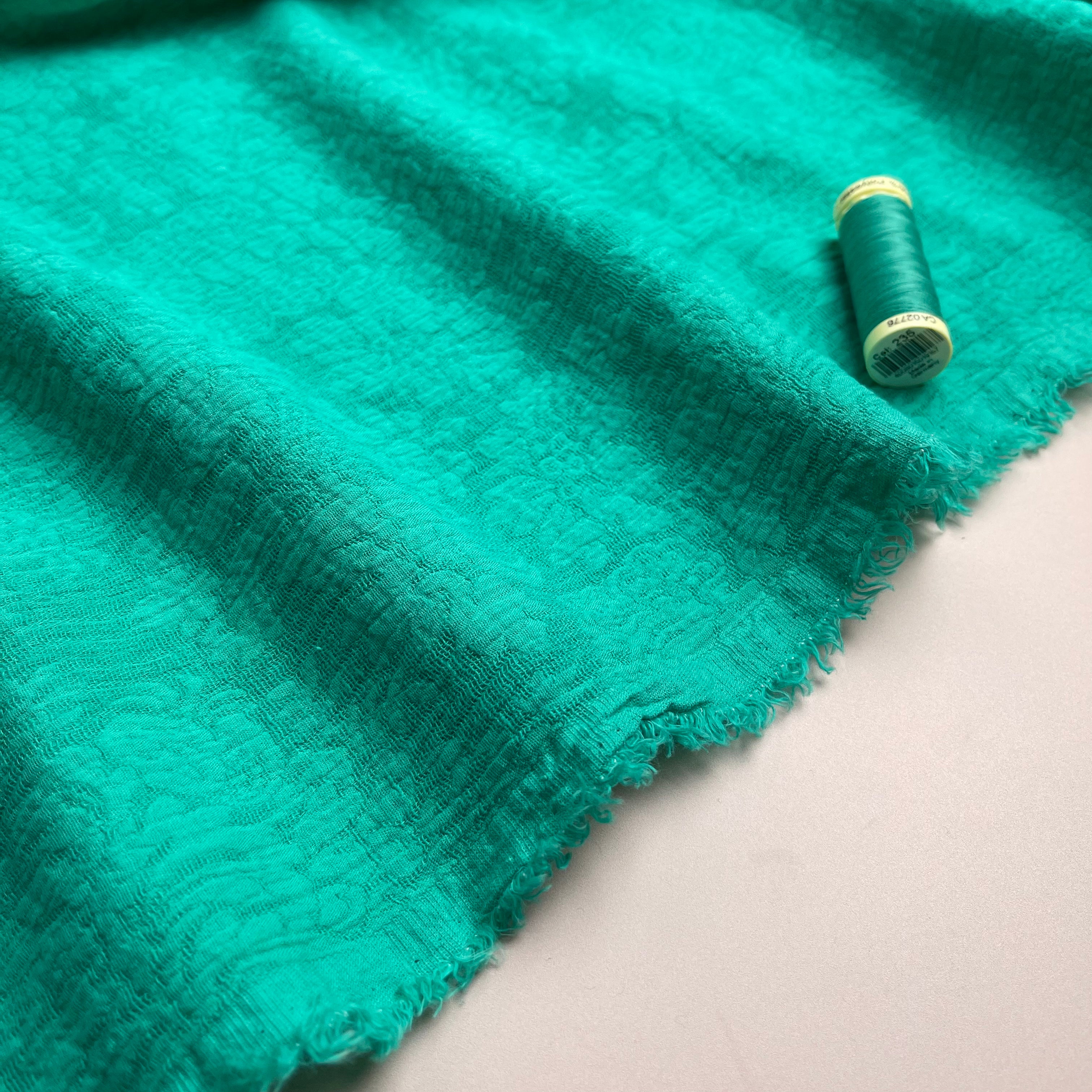 Damask Emerald Cotton Linen Jacquard Fabric