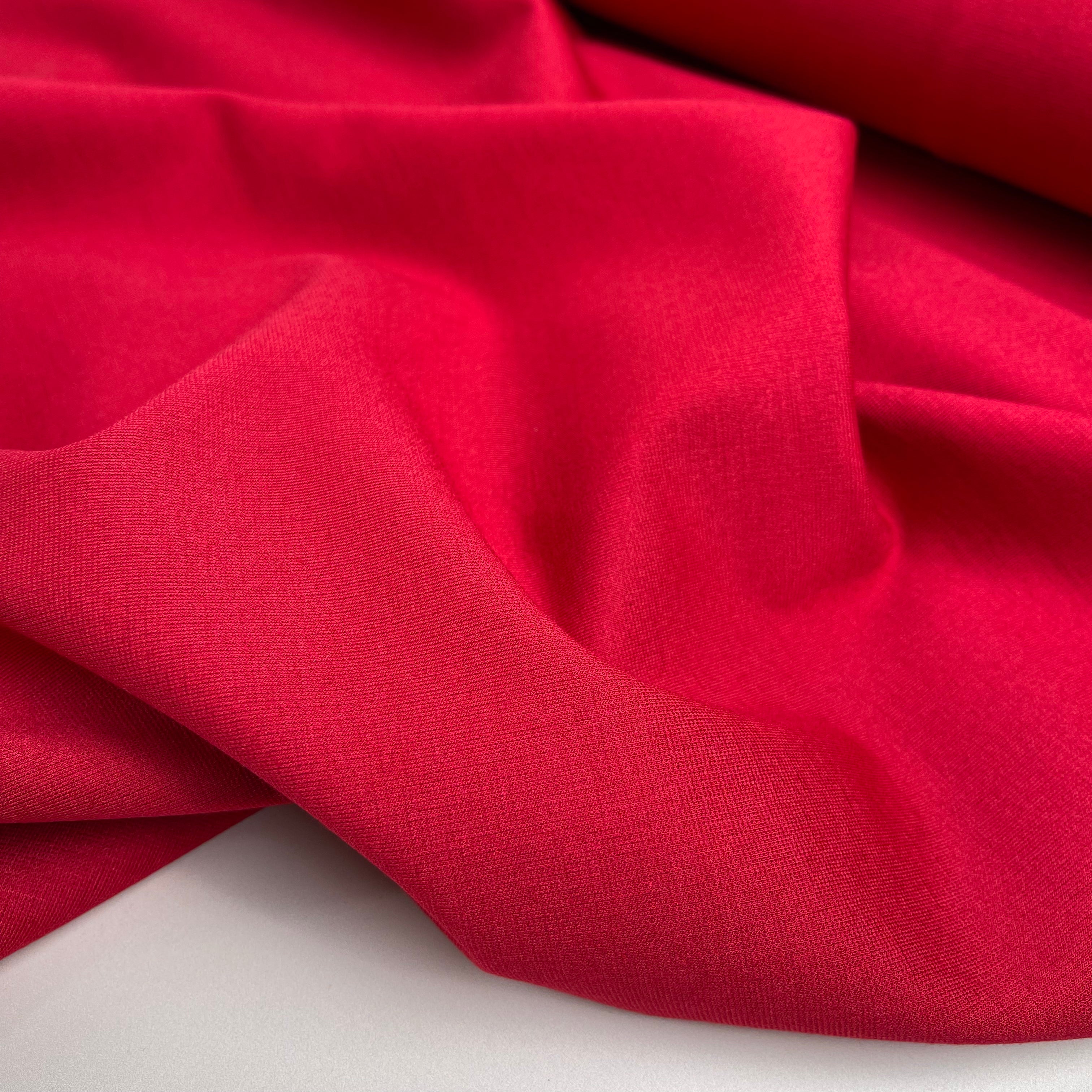 Red Viscose Ponte Roma Double Knit Fabric