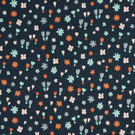 Small Flowers with Glitter Indigo Melange Cotton Jersey