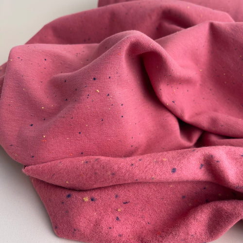REMNANT 1.28 Metres (some washable marks) - Cosy Colours Dark Rose with multi Flecks Sweat-Shirting