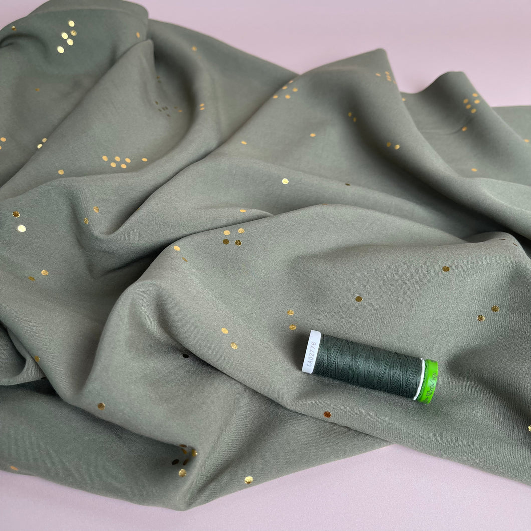 Sparkles in Olive Green Viscose Fabric