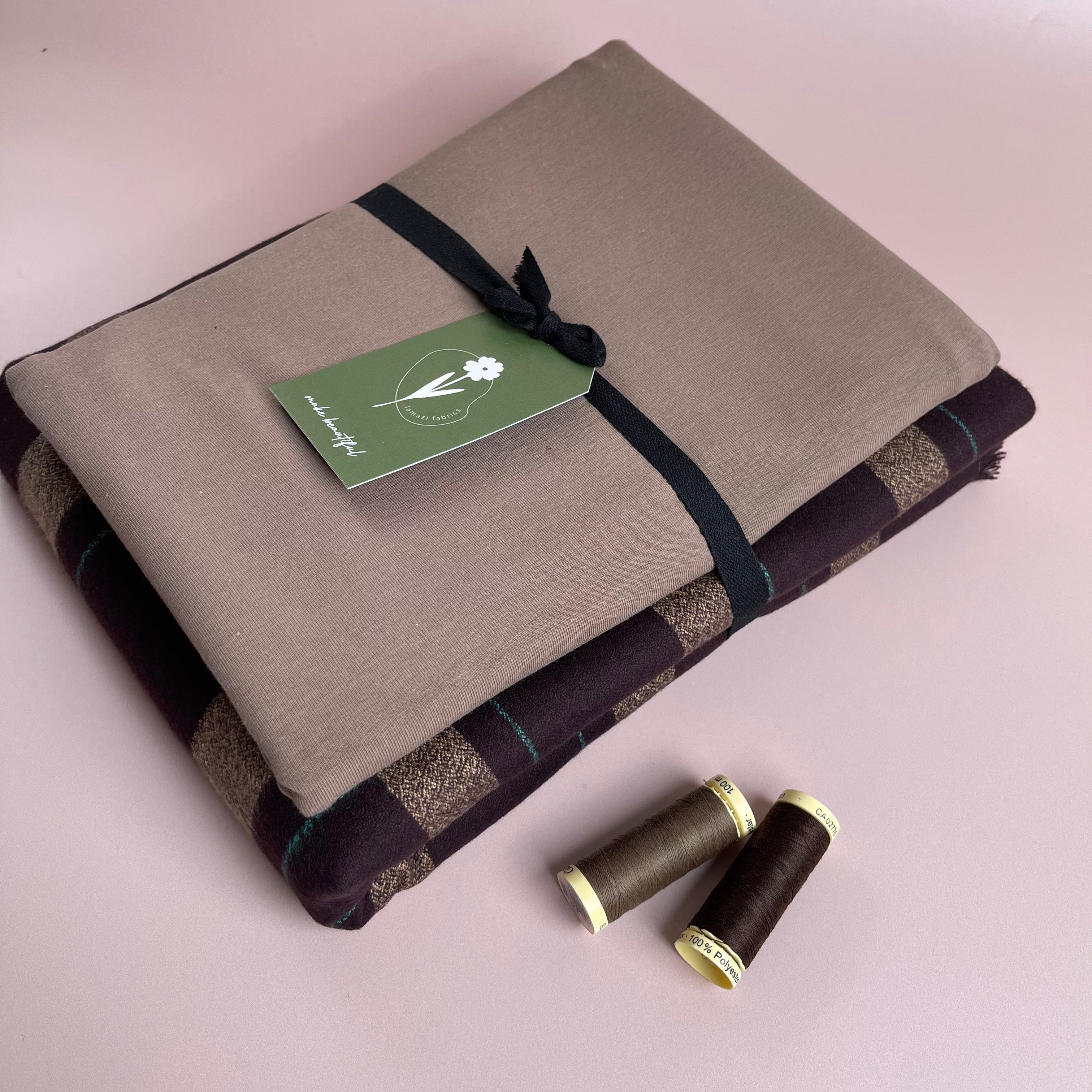 Limited Edition - Luxury Eco Pyjama Kit with Brown Cotton Flannel
