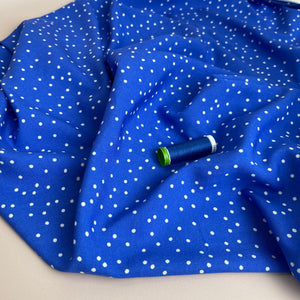 Snow Dots Victoria Blue Viscose / Rayon Fabric
