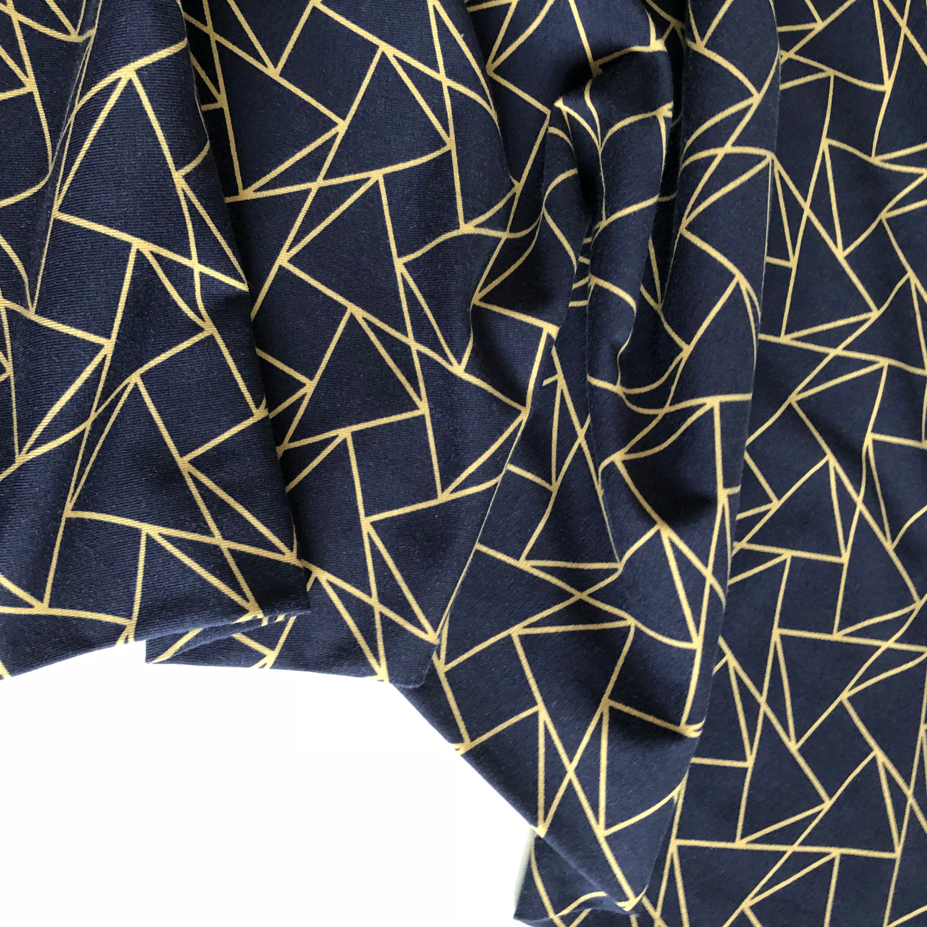 REMNANT 0.35 metre - Kaleidoscope Navy and Gold - Cotton Jersey