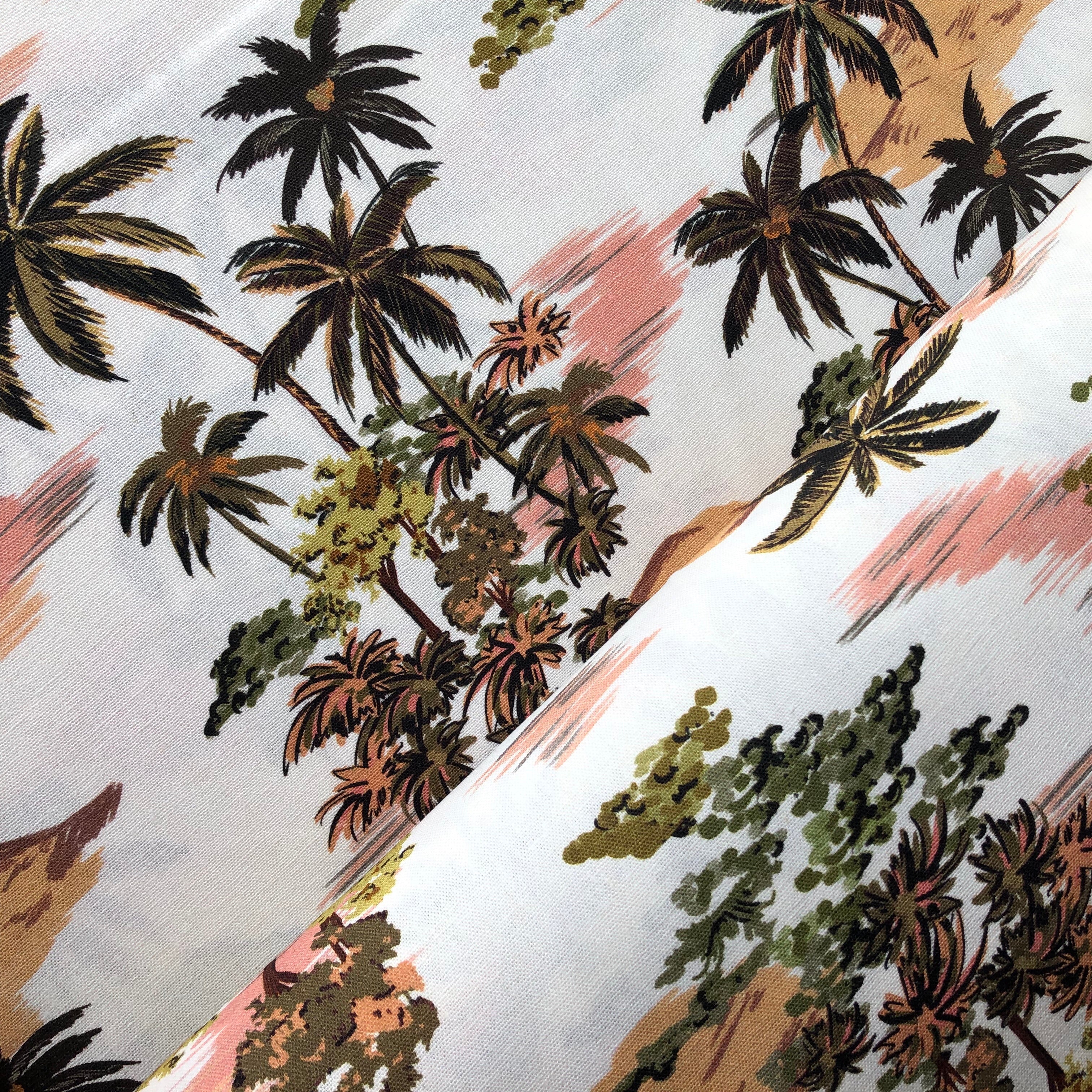 REMNANT 2.40 Metres - Hawaiian Palms Linen Viscose Blend