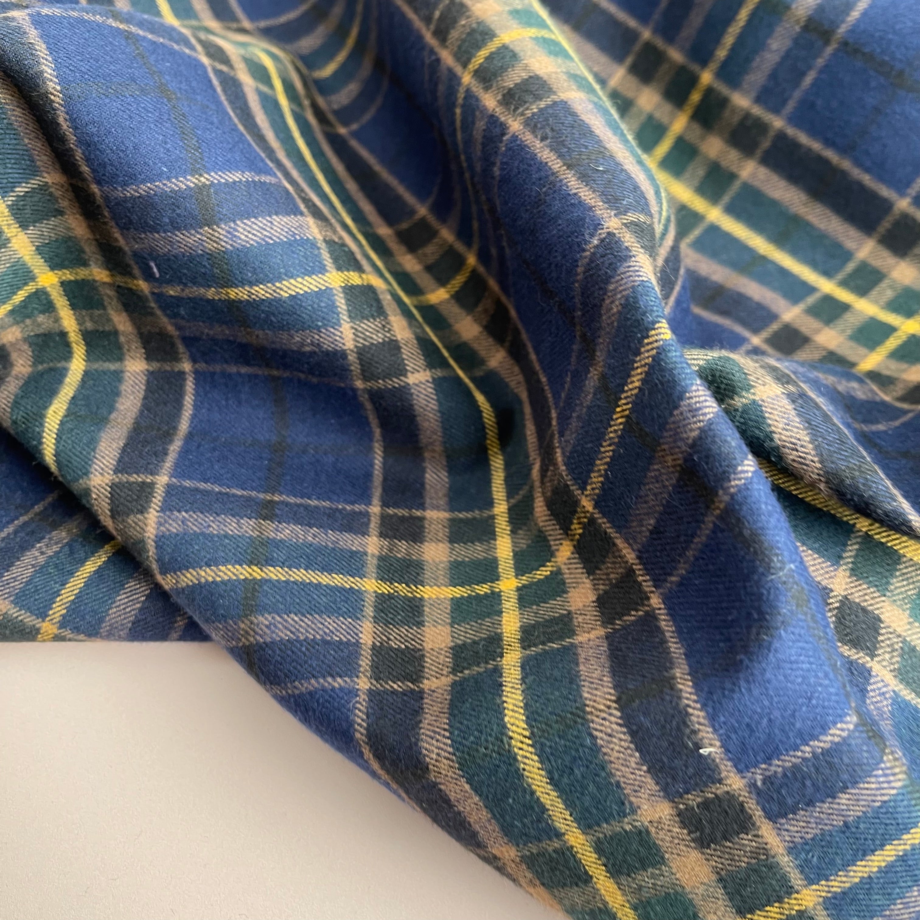 Highland Navy with Brown and Gold Yarn Dyed Cotton Flannel