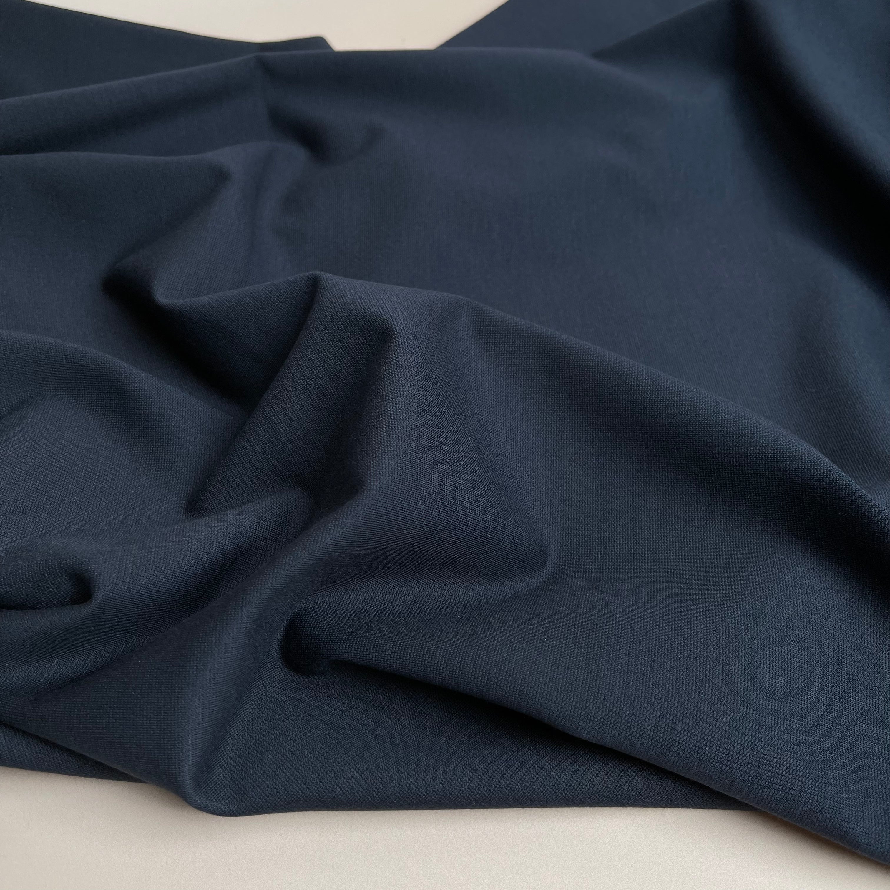 REMNANT 0.48 Metre - Navy Viscose Ponte Roma Double Knit Fabric