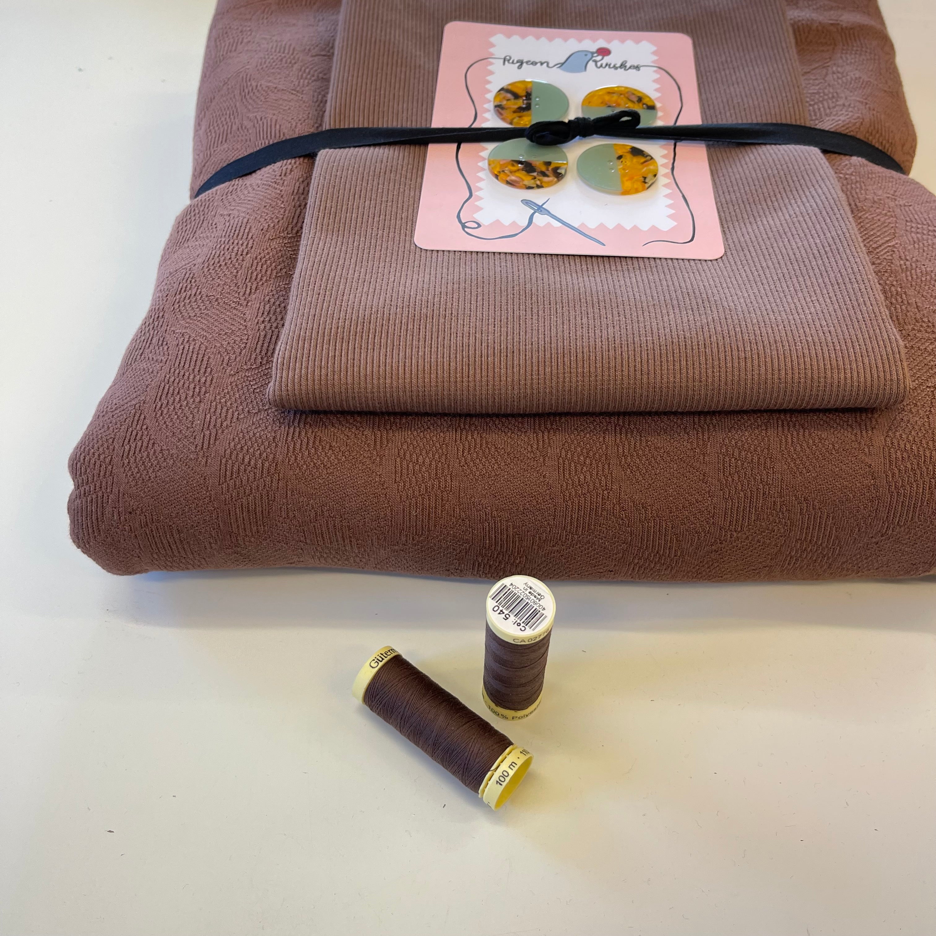 Colour Bundles - Organic Leaf Jacquard Dust Brown Sweater / Cardigan Kit