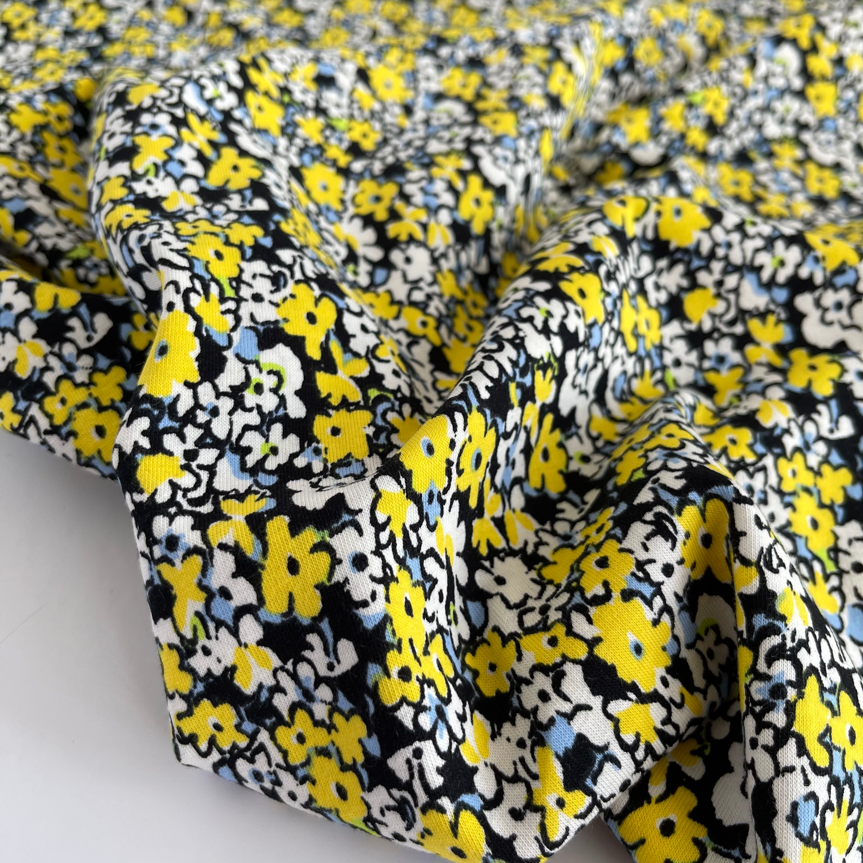 Buttercup Flower Cotton Jersey Fabric