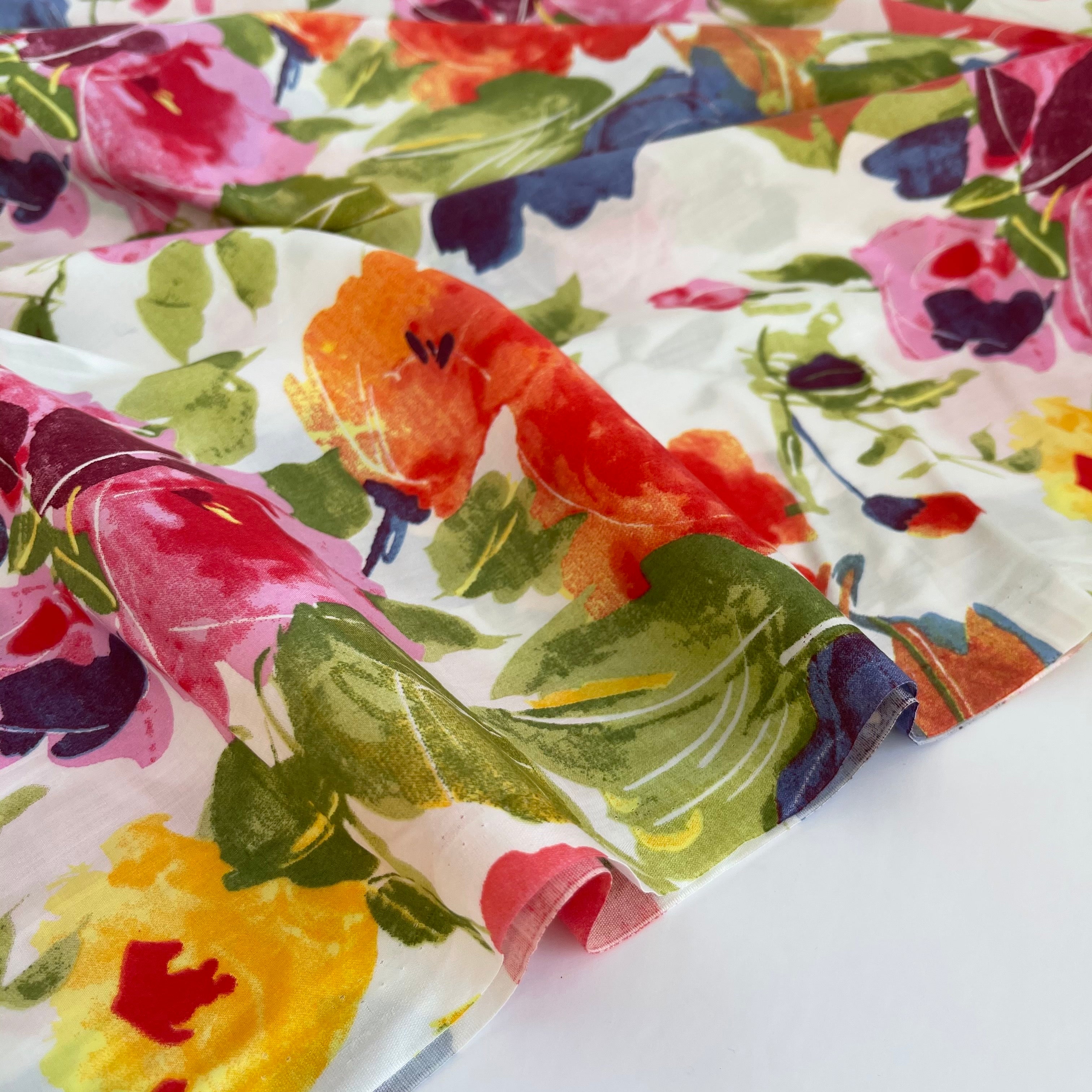 REMNANT 1.62 Metres - Summer Bouquet Cotton Lawn Fabric