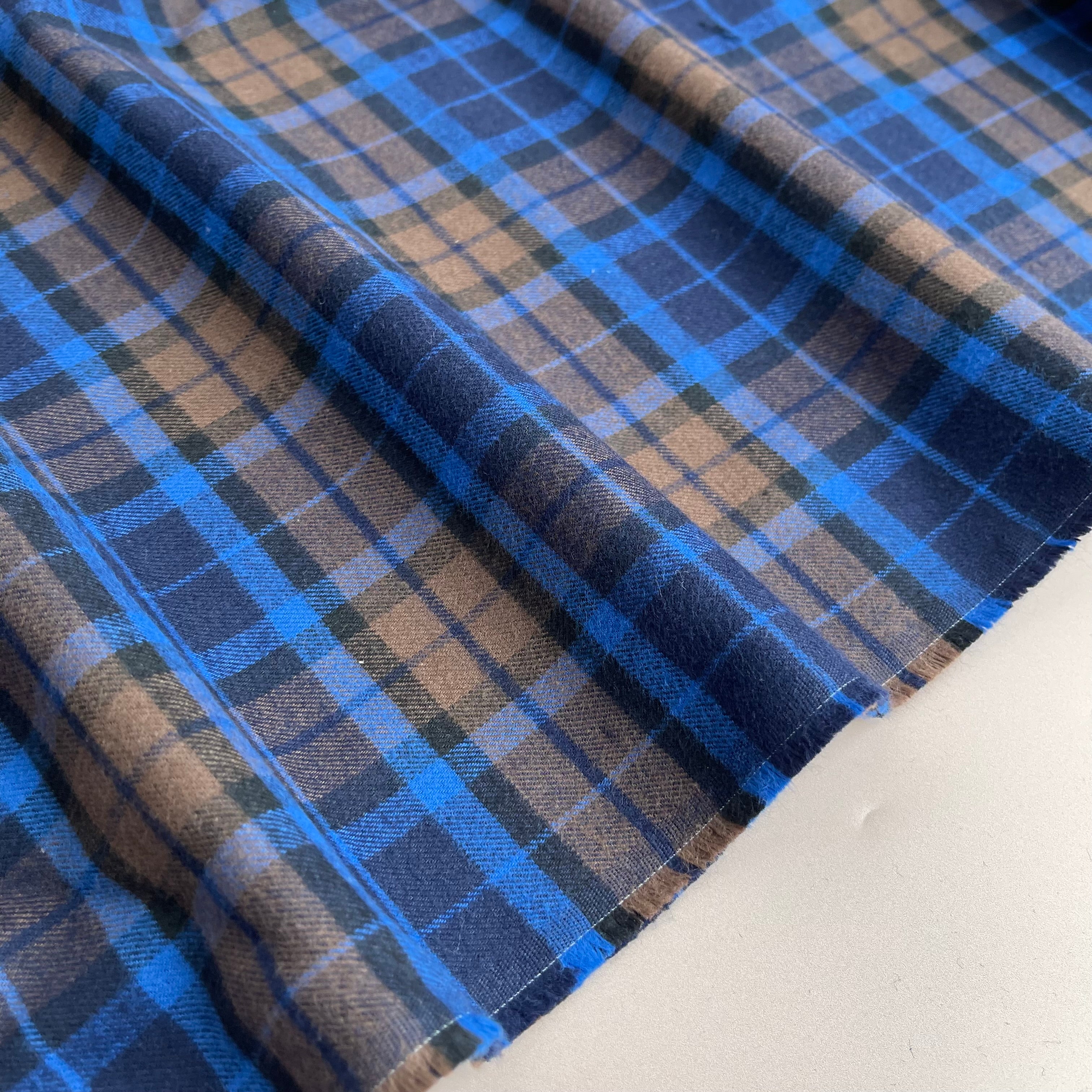 Highland Navy with Brown and Cobalt Yarn Dyed Cotton Flannel