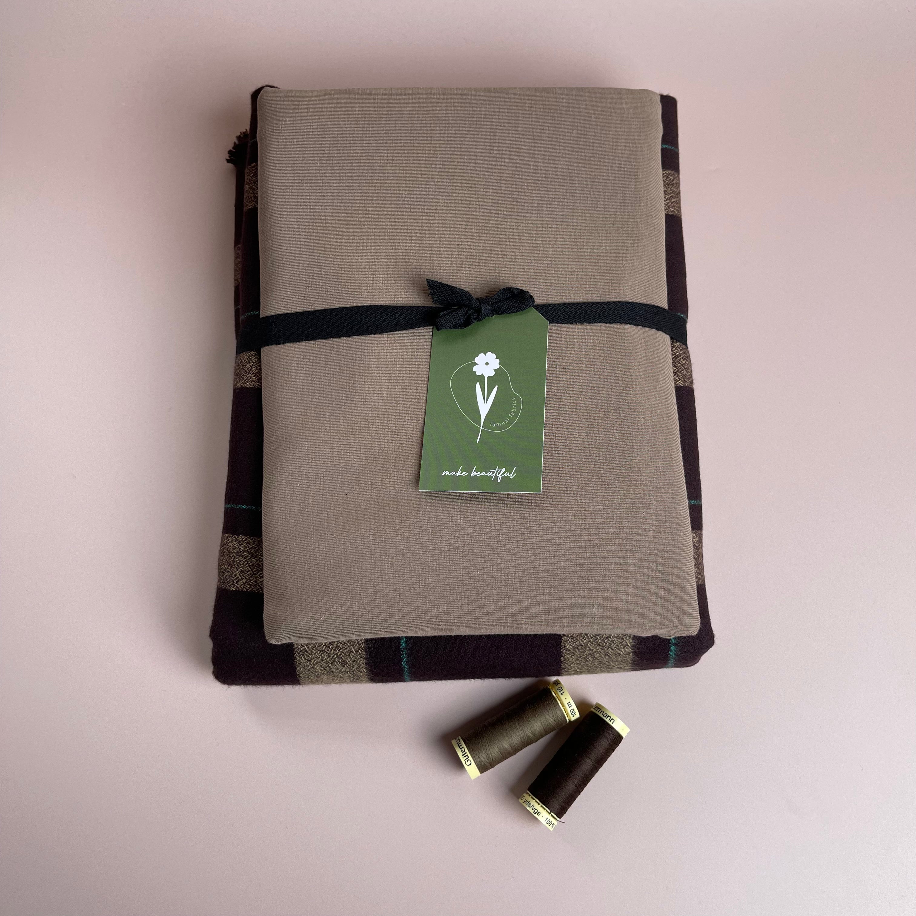 Limited Edition - Luxury Eco Pyjama Kit with Brown Cotton Flannel