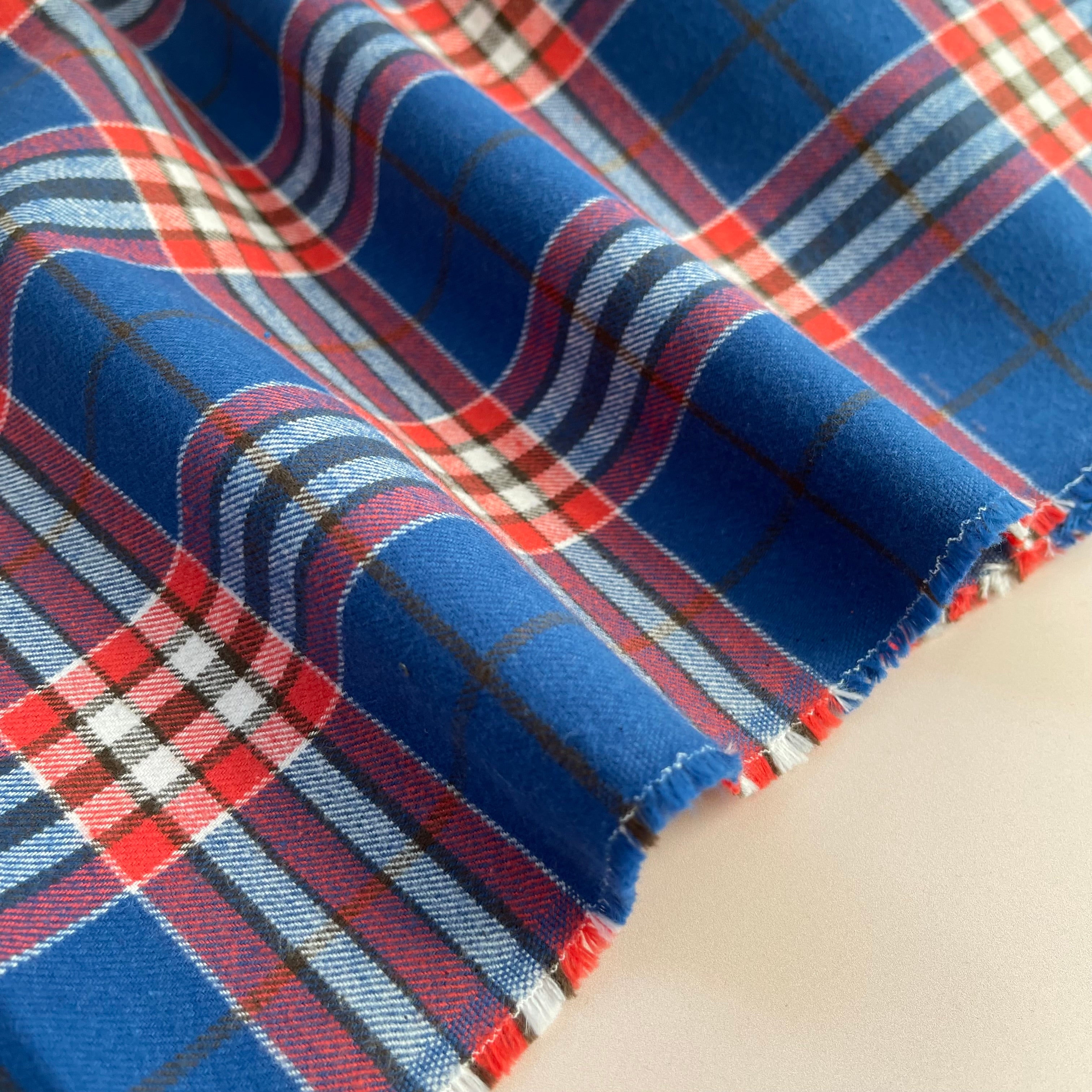 Highland Cobalt with Red Yarn Dyed Cotton Flannel