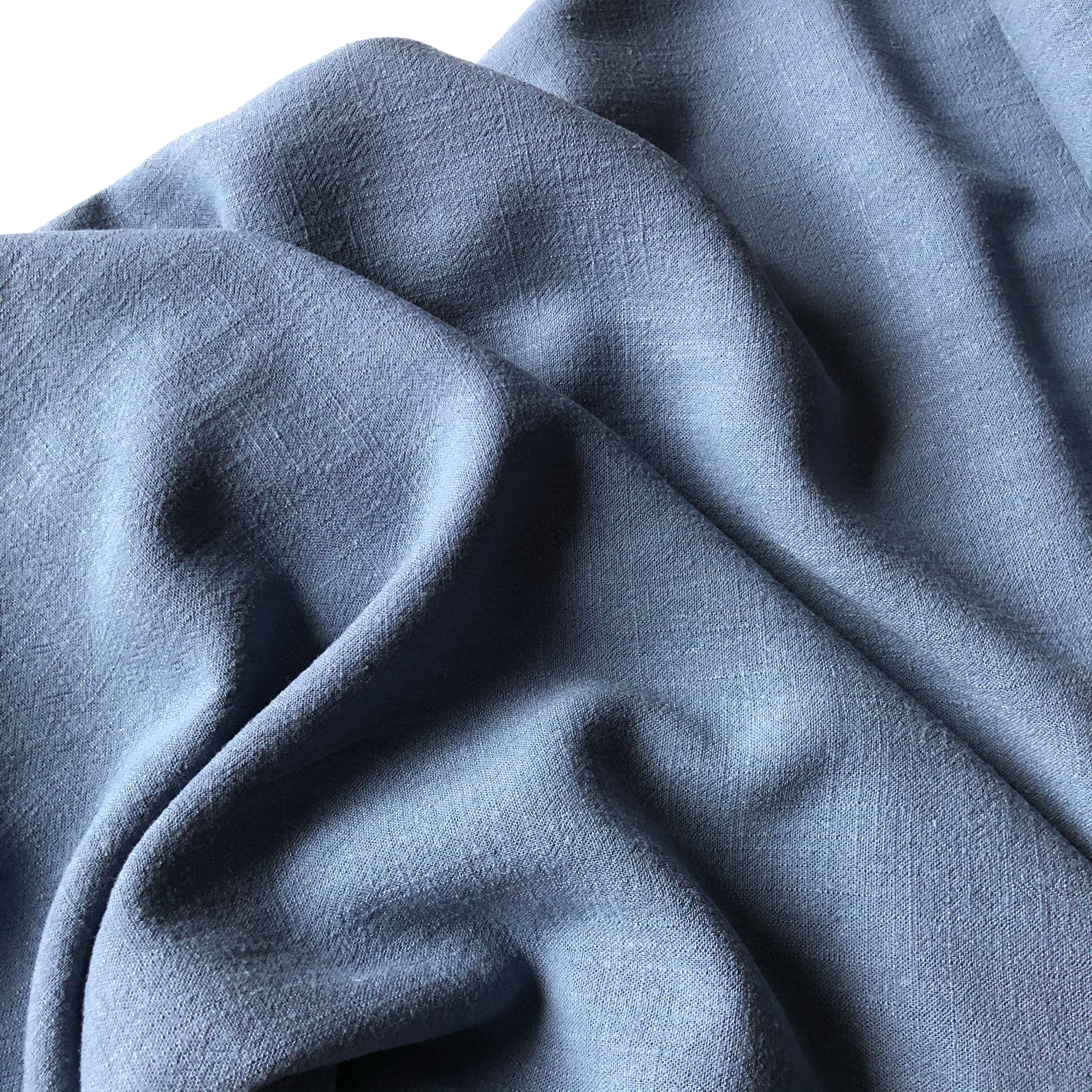 Flow Blue Viscose Linen Blend Dress Fabric