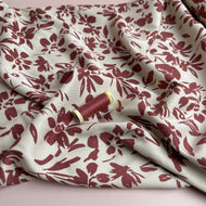 Rosella Rosewood Flowers on Beige Stretch Viscose Twill Fabric