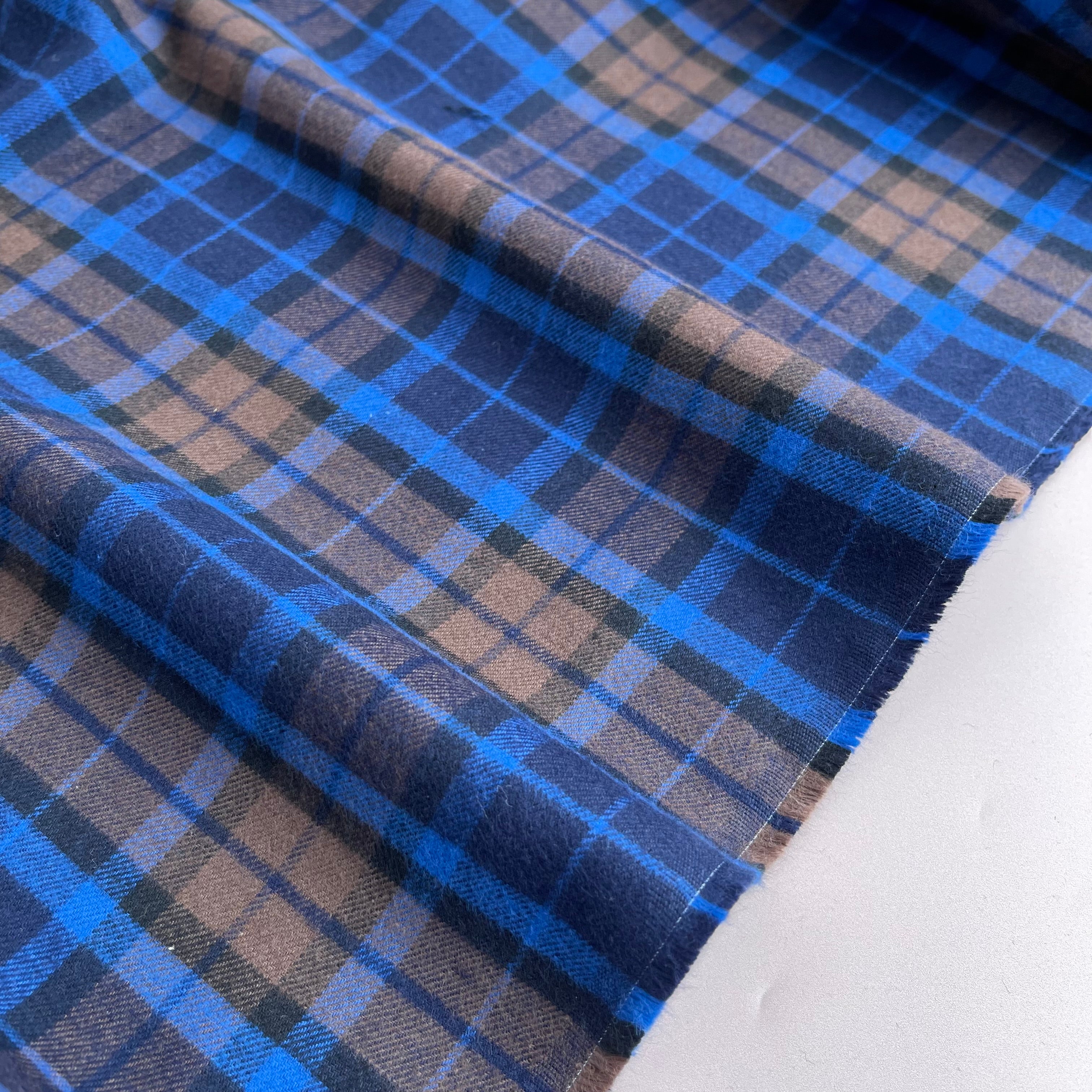 Highland Navy with Brown and Cobalt Yarn Dyed Cotton Flannel