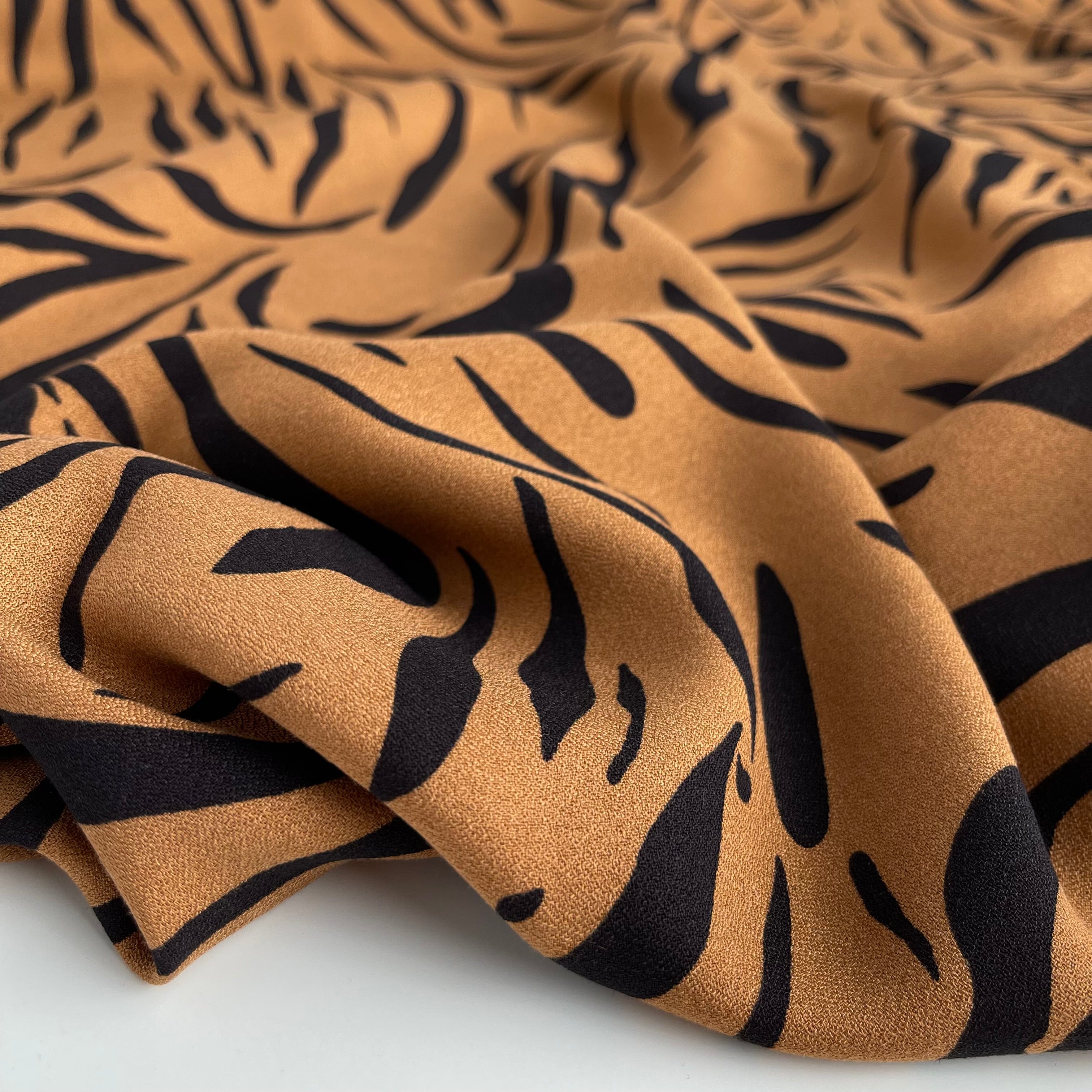 Zebra Camel Soft Viscose Crepe Fabric