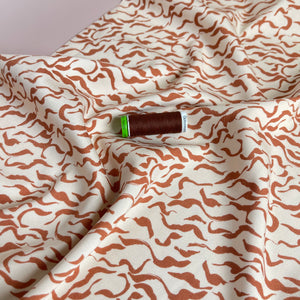 Rosella Waves Ecru Stretch Viscose Twill
