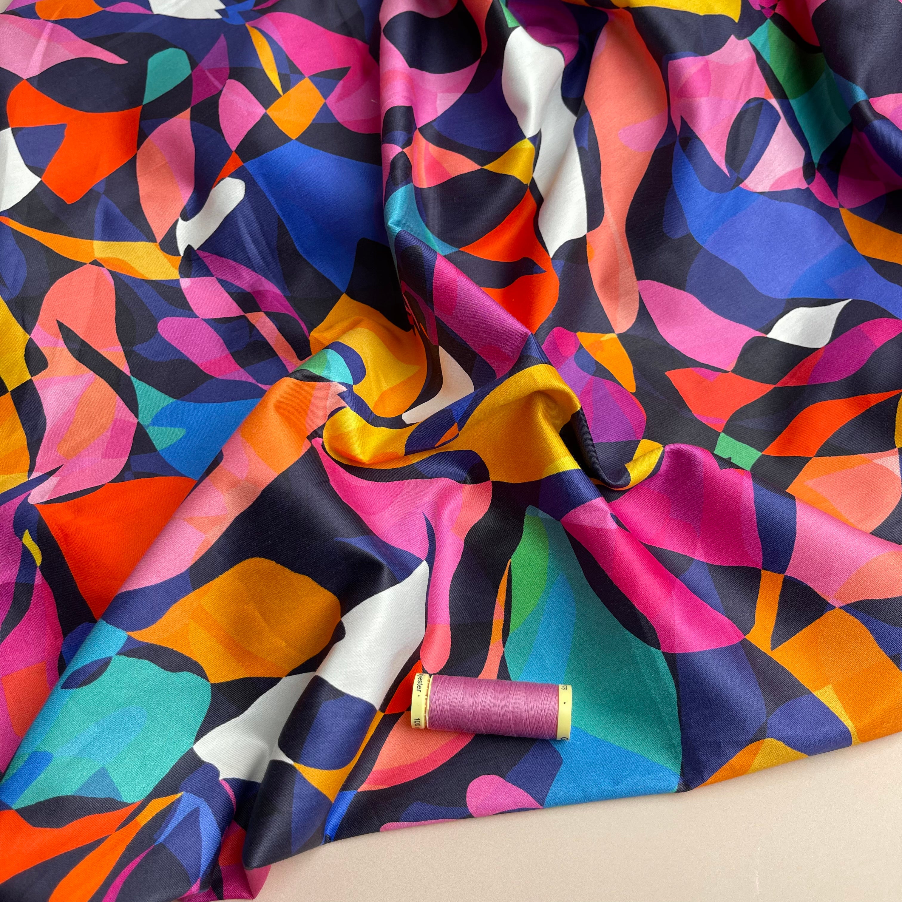 Summer Party - Rainbow Leaves GOTS Organic Cotton Sateen – Lamazi Fabrics