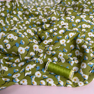 Calla Lily Green Viscose Fabric