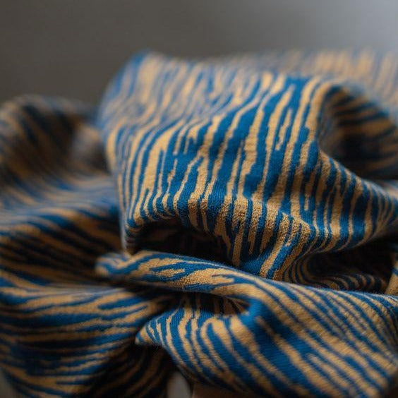 Mind The MAKER - Organic Bark Jacquard Ocean on Dry Mustard